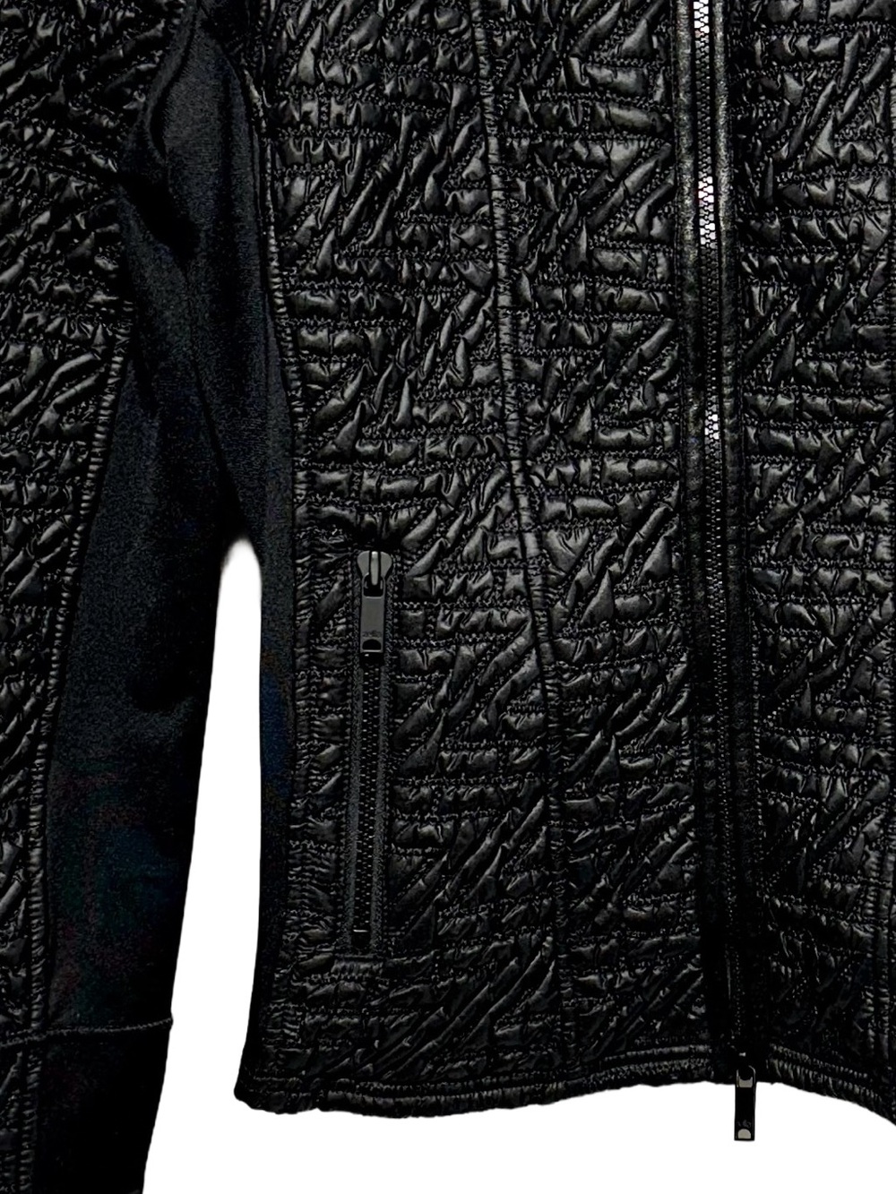 ZELLA Black Textured Quilted Moto Jacket Athleisure Minimalist - Picture 4 of 7